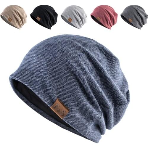 Male Winter Wool Knit Beanie Hat For Women Keep Warm Cotton Wool Cap Solid Color Fashion and Simplicity Outdoors Hats