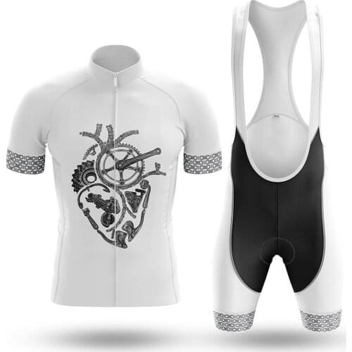 NEW 2021 Heart Cycling Jersey Set Sport Team Bike Men Clothing Quick Dry Summer Sleeve Cycling Road Ride Shirt Bib Short Gel Pad