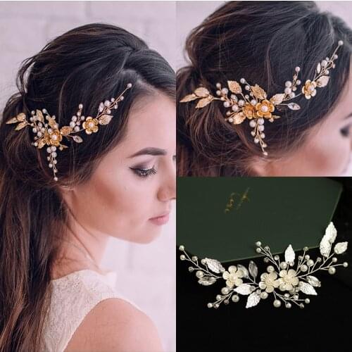 Newest Silver Color Pearl Flower Crystal Rhinestones Fairy Women Ornaments Party Feast Wedding of Bride Hair Accessories