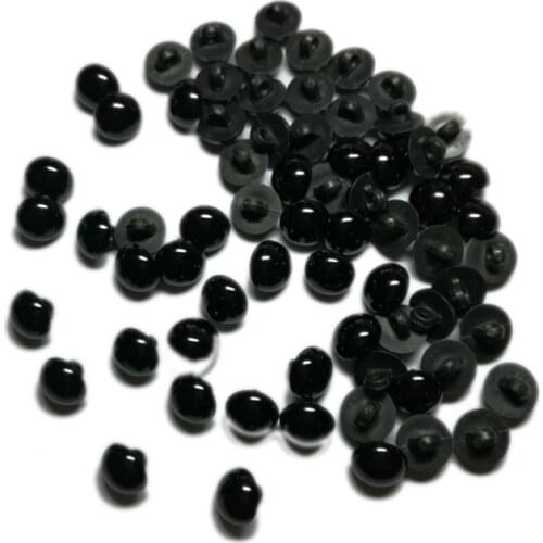 New 100 Pcs Black Resin Buttons Round Mushroom Domed Sewing Shank Black DIY Animal Eyes Toy Diy Decorative Buttons For Kids