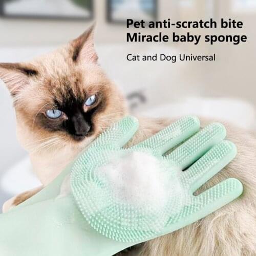 Hair Remover Glove Anti-scratch Cats Grooming Glove for Dog Silicone Short Hair Cat Mitten Brush Bathing Cleaning Massage Comb