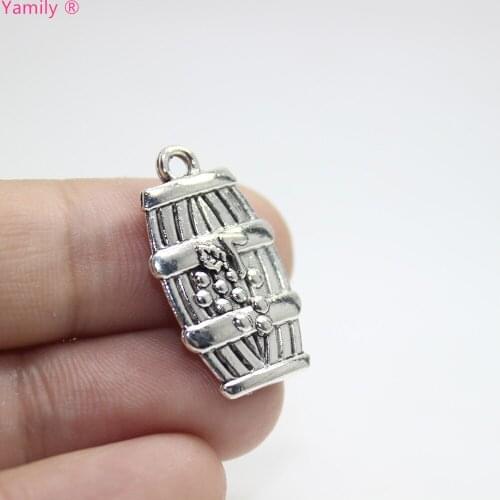 20pcs-- 25x14mm Wine Barrel Charms Antique Silver Tone 2 Sided Wine Barrel Charm pendant for diy jewelry pj2740