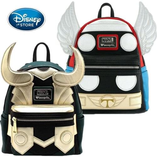 Disney Marvel PU Backpack High-Capacity The Avengers Loki Thor Super Hero Bag Boy Girl Children Schoolbag Handbag Birthday Gifts