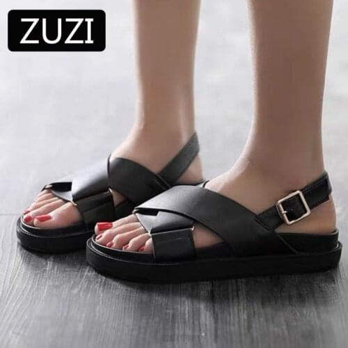 ZUZI 2021 Womens Sandals Wild Thick Bottom Slippers Roman Retro Casual Wild College Wind Non-slip Beach Sandals Women Summer
