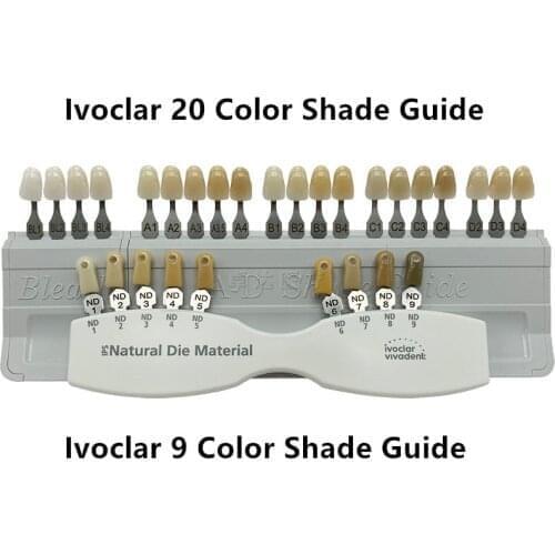 1Pcs Dental Porcelain Teeth Denture Teeh Color Shade Board Guide Ivoclar Vivadent ND1-9 Abutment 20/16Color