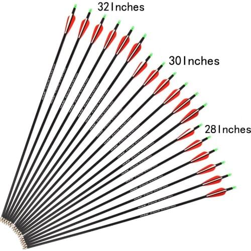 RU Mixed Carbon Arrow 28/30/32 Inches Spine 500 with Replace Head for Compound/Recurve Bow Archery Shooting