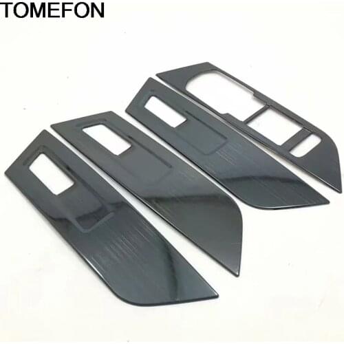 TOMEFON For Skoda Karoq 2017 2018 2019 LHD Inner Door Armrest Window Switch Button Cover Trim Accessories Stainless Steel ABS