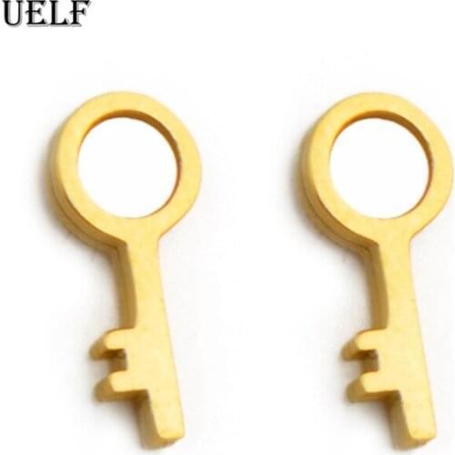 Uelf 2019 New Fashion Earrings for Women Shell Key Cute Earrings 1 Pairs Stainless Steel Earrings Jewelry Gifts