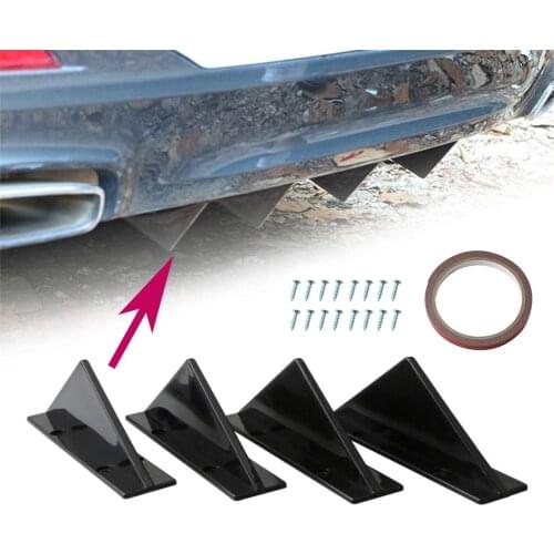 Universal 4pcs Car Rear Bumper Lip Diffuser Shark Fins Spoiler For VW For GOLF MK5 MK6 MK7 MK7.5 MK8 For AUDI A3 A4 A6 A7 A8 TT