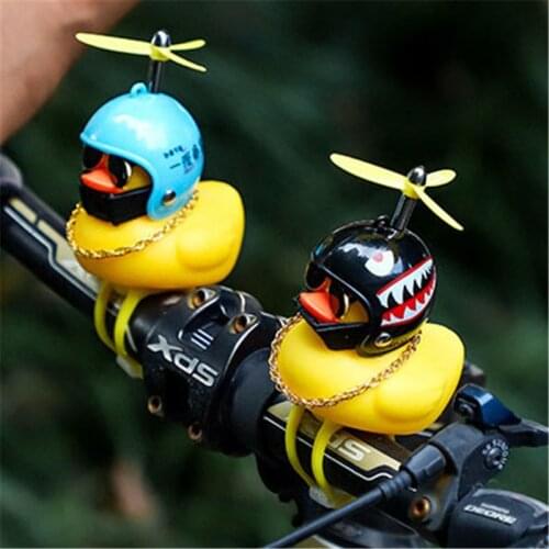 Small Yellow Bike Duck Bicycle bell Luminous/Normal Airscrew Helmet Duck Ducky Dicycle Wind Motor Riding Cycling Lights Horn