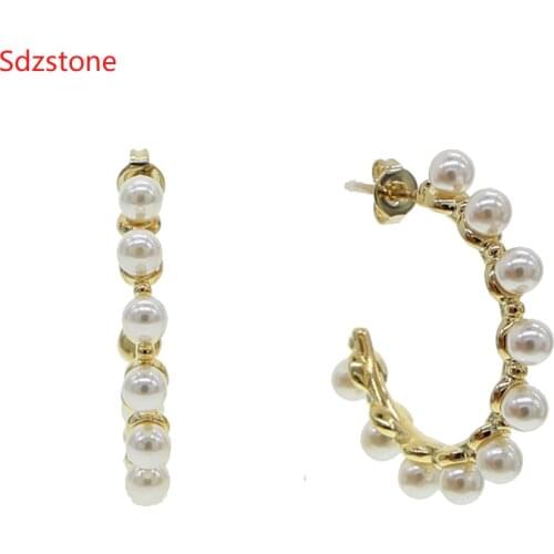 Womens Earrings 30mm Circle Pearl Earrings For Women Bohemian Fashion Jewelry 2020 Geometric Kolczyki Hoop Earings