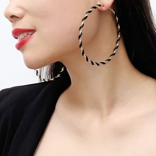 Hot Punk Big Round Geometric Twisted Metal Hollow Out Hoop Earrings For Women Bohemian Party Exaggerated Fashion Brincos Jewelry