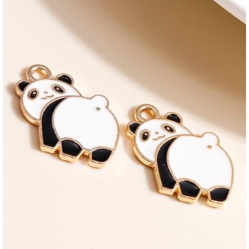 10pcs 19*16mm Cartoon Enamel Panda Charms for Jewelry Making Cute Animal Charms DIY Pendants Earrings Necklaces Accessories