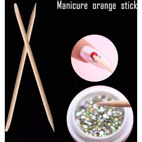 10Pcs Orange Wooden Stick Cuticle Pusher Remover Rhinestone Dotting Removal Manicure Pedicure Care Nail Art Tools