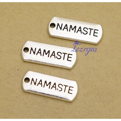 20pcs/lot--21x8mm, Antique silver plated namaste tag charms,DIY supplies,Jewelry accessories