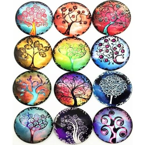 20pcs Glass Dome Cabochons Half Round Flatback Tree of Life Flat Back Magnify Base 10/12/14mm