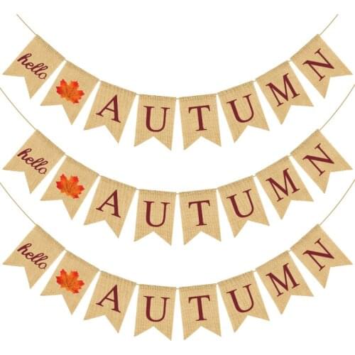 3pcs/pack 2.5m Party Flag Decorative HELLO AUTUMN New Style Colored Banners