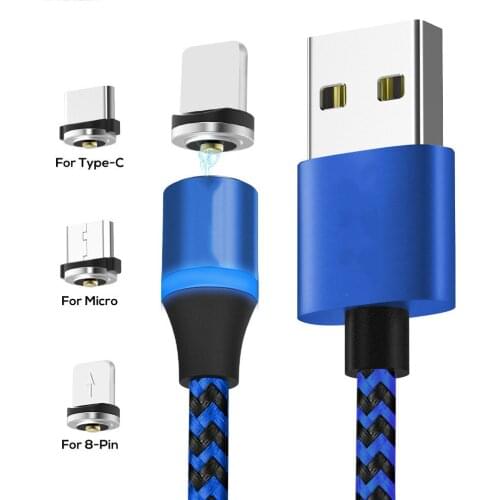 3 in 1 Magnetic Charge Cable Magnet USB Type C Micro USB Mobile Phone Charger Cables Quick Charging for iPhone Huawei LG Samsung