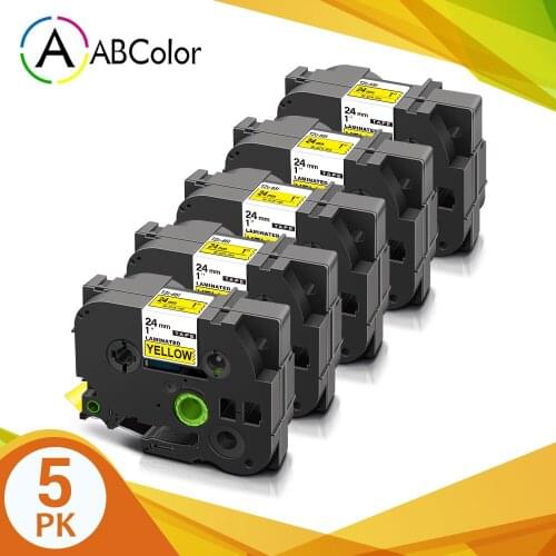 5Pcs TZe651 for Brother TZe-651 Tape 24mm Laminated Label Tape Printer Ribbon for Brother P-touch PT-E500 PT-P700 Label Maker