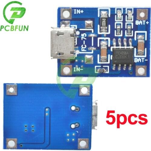 5pcs MICRO USB 5V 1A 18650 Li-lo Lithium Battery Charging Power Module TP4056 Precise 4.5V-5.5V Over Charge Discharge Protection
