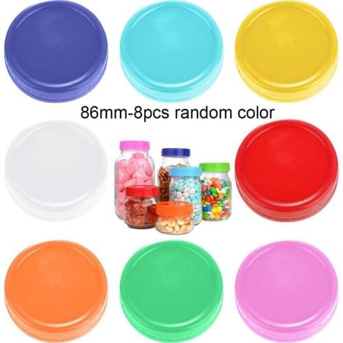 8pcs Plastic Jar Lids Jar Can Pot Compatible For Wide Jars Wide Mouth Refrigerator Freezer Sealing Cap Cover Shell Home Props