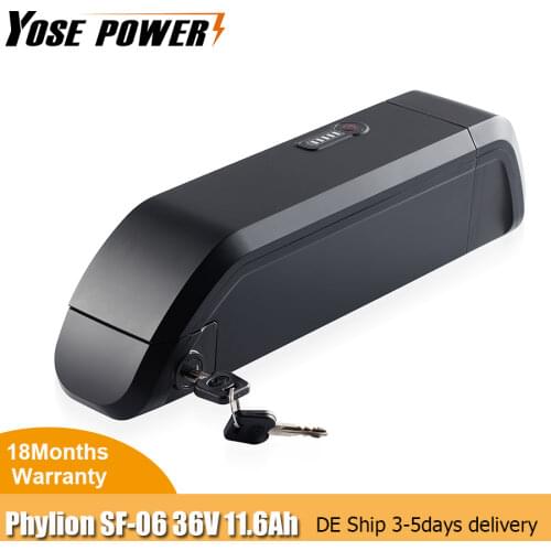 Electric Bike 36V 11.6Ah 18650 Lithium Battery for E-bikes Phylion SF-06 Joycube Replacement Down Tube Bateria 36V Ebike Akku