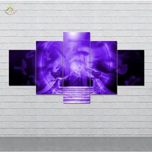 Angel Jesus Crossing Wall Art HD Prints Canvas Art Painting Modular Picture And Poster Canvas Painting Decoration Home 5 PIECES
