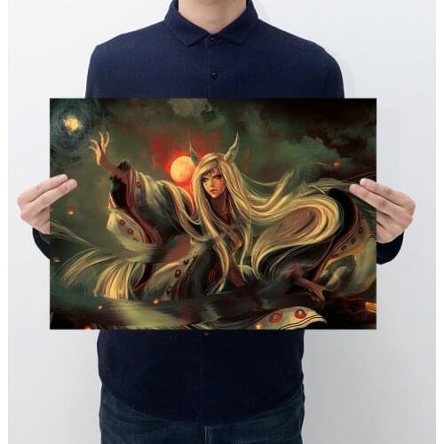 Anime ninja Chakra Ootutuki Kaguya Cartoon Character Creative Retro Kraft Paper Poster Cafe Home Decor Painting Wall Stickers