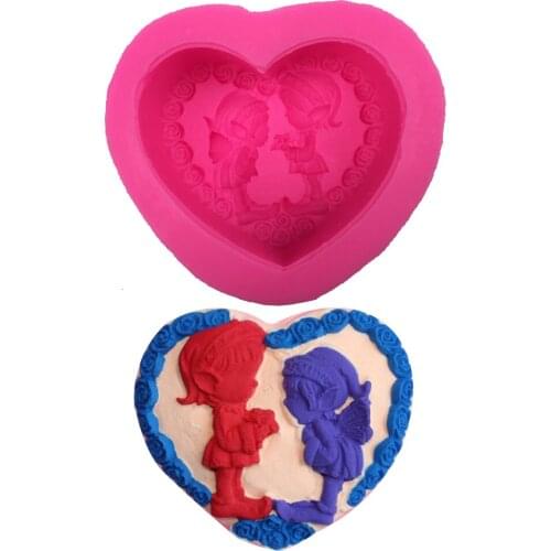 Big Hreat Love Shape Boys and girls soap mould wedding cake decorating tools DIY baking cooking fondant silicone mold T0276