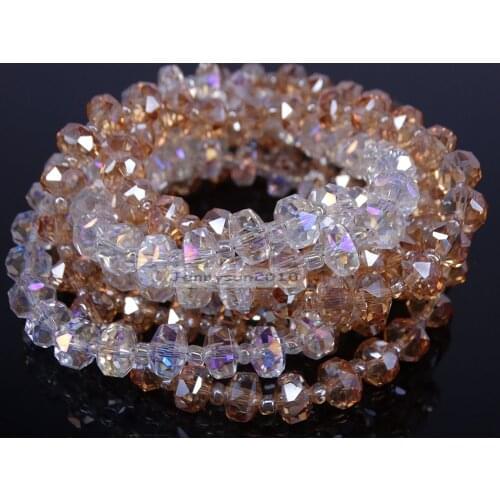 Czech Crystal Faceted Rondelle Wheel Spacer Loose Beads 8mm 10mm Clear AB Topaz 5 Strands/ Pack