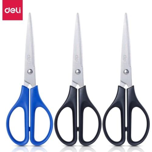 Deli 3pcs 170mm office household scissors (2 black 1 blue) office supplies 33306