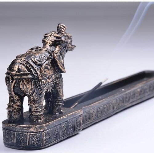 Elephant God Design Incense Burner Holder Resin Figurine Home Decor Crafts for Car Yoga Room Ornament