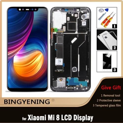 Original For Xiaomi Mi 8 Mi8 LCD Display Screen Touch Digitizer Assembly For 6.21inch Xiaomi Mi 8 M1803E1A With Frame Replace