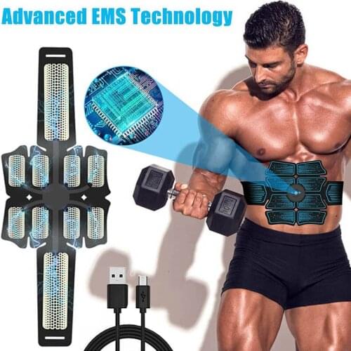 EMS Abdominal Muscle Trainer Abs USB Connect Fitness Equipment Training Gear Muscles Electrostimulator Body Slimming Massager