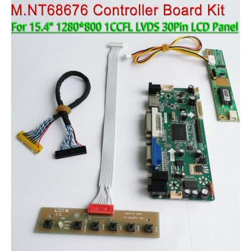 Fit B154EW02 B154EW04 1CCFL LVDS cable 30Pins keyboard 15.4" VGA DVI 1280*800 M.NT68676 LCD screen controller board DIY kit