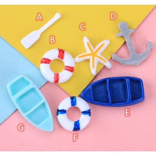 Flatback Resin Cabochons 10pcs Kawaii Boat Anchor Swimming Ring DIY Embellishments Flat Back Resin Cabochon Scrapbooking