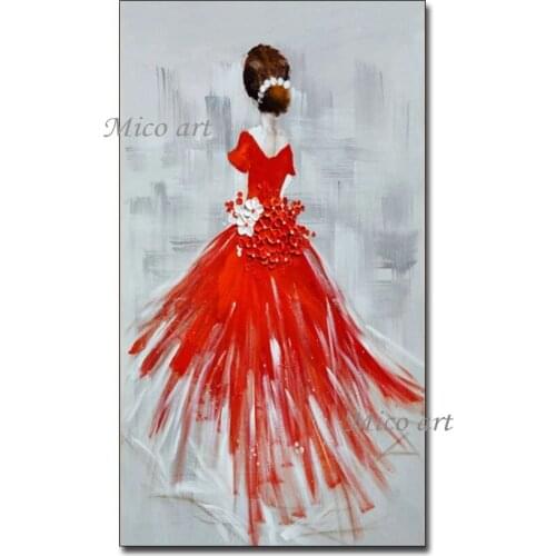 Cartoon Girl Dancer Modern Style Oil Painting 100% Hand-painted Wall Decor Canvas Artwork Figure Wall Canvas Art For Bedroom