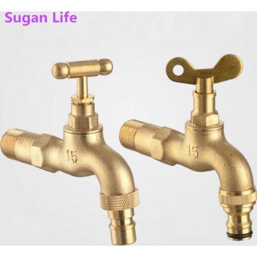 Brass Outdoor Washing Machine Faucet With Lock Key Anti-theft Anti-freeze 4' And 6' Extended Single Cold Special Mop Pool Tap