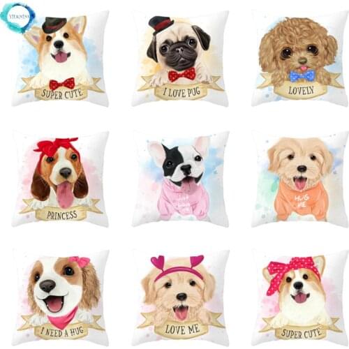 Pug Dog Animal Pattern Decorative Polyester Cushion Cover Throw Pillow Sofa Decor Pillowcover Pillow Protectors for Home Decor