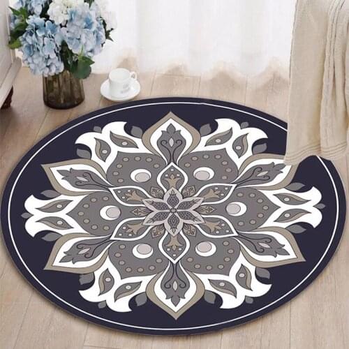 Cartoon printed crystal velvet carpet bedroom simple bedside mat round carpet can be customized