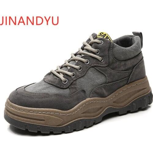 Platform Shoes Men Casual Ankle Boots Flat Walking Shoes Men Outdoor Chunky Boots Vintage Sneakers Men Shoes Round Toe Boots