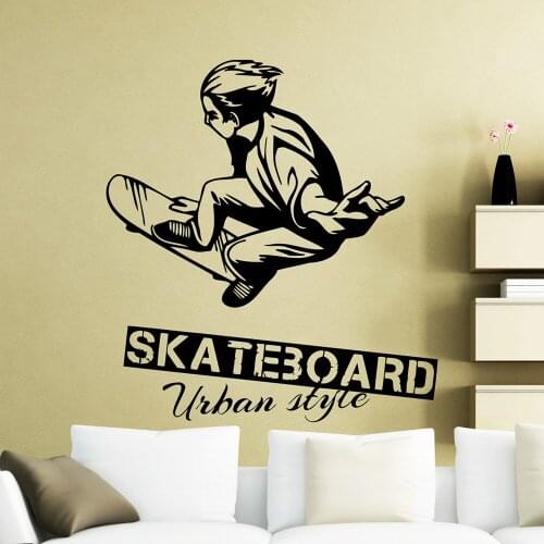 Skateboarding Wall Sticker Skateboarder Skater Urban Style Wall Decals Extreme Sports Vinyl Art Home Room Decor Wallpaper X647