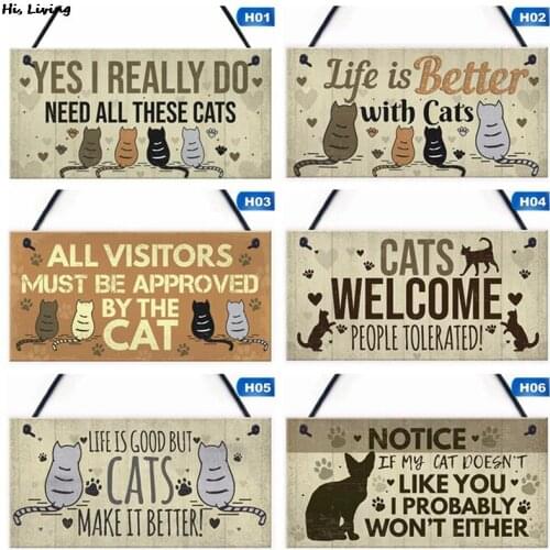 New Pet Cat Wooden Rectangular Listing Cute Cat Wooden Brand Pet Party Decoration Tag Pet Decoration Supplies Home Decoration