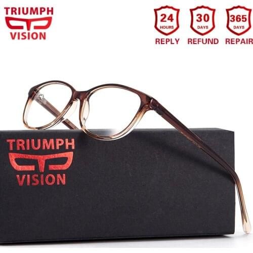 TRIUMPH VISION Prescription Glasses Women Oval Eyeglasses Frame Eyewear Diopter Clear Lens Myopia Reading Sight Glasses Pink New