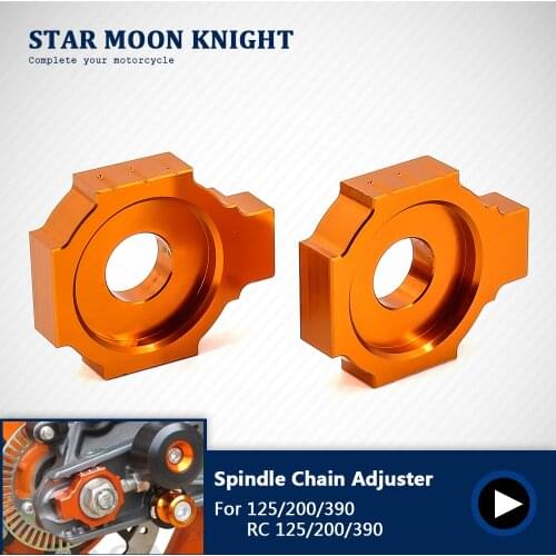 Motorcycle Orange CNC Rear Brake Axle Spindle Block Chain Adjuster Tensioner For 125 200 390 11-Up RC 125/200/390 14-Up