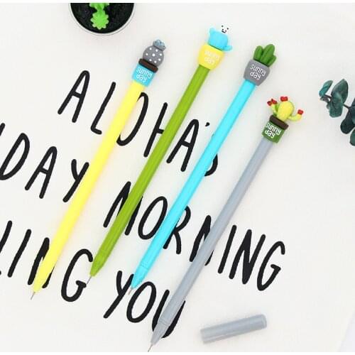 Jonvon Satone 80 Pcs Wholesale Creative Cactus Potted Modeling Neutral Pen Korean Pen Stationery Student 0.5mm School Supplies