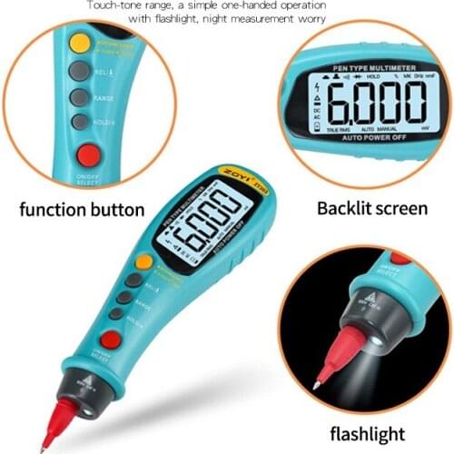Portable Pen Type Digital Multimeter True RMS NCV 6000 Count Electronic Clamp Meter Ammeter Voltmeter Ohmmeter Insulation Tester