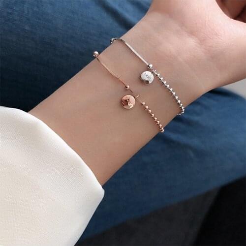 Silver Plated Simple Art Lucky Round Bracelet Adjustable Bracelet Ladies' Advanced Jewelry Accessories Valentines Day Gift