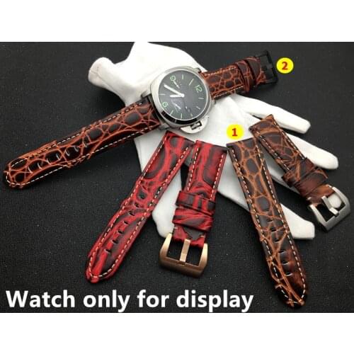 Brand quality rock grain real Genuine leather Watchband 24mm Watch Band For Panerai strap for PAM111/386/441 Buckle 44m tools