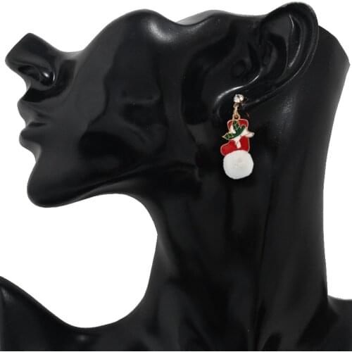 Christmas Gift Female Earrings Father Christmas christmas tree snowflake Christmas boots White plush ball Girls Women Jewelry